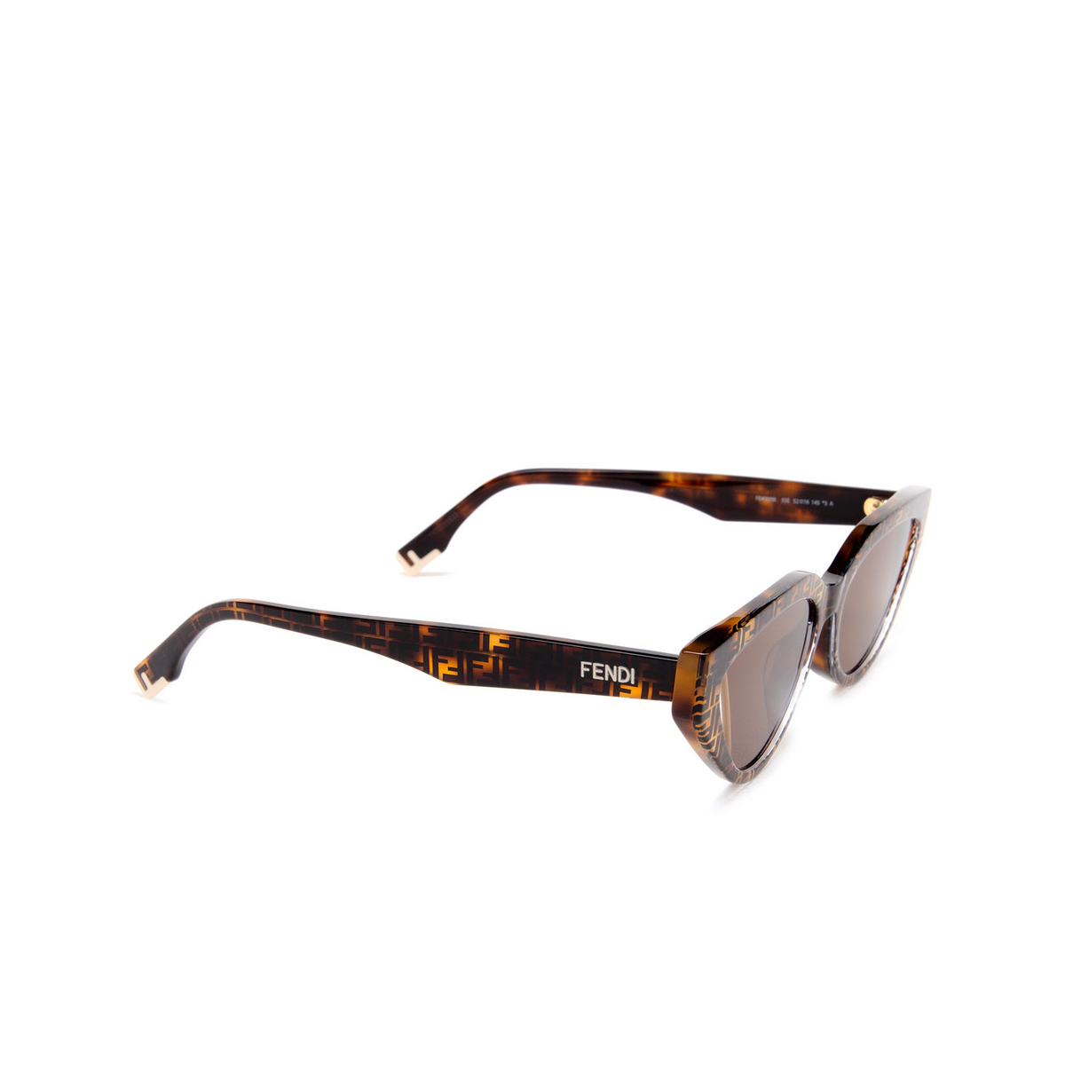 Fendi FE40009I Sunglasses 55E Brown - three-quarters view
