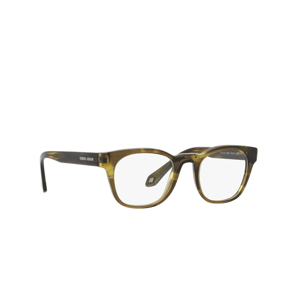 Giorgio Armani AR7242 Eyeglasses 5987 Striped Green - three-quarters view