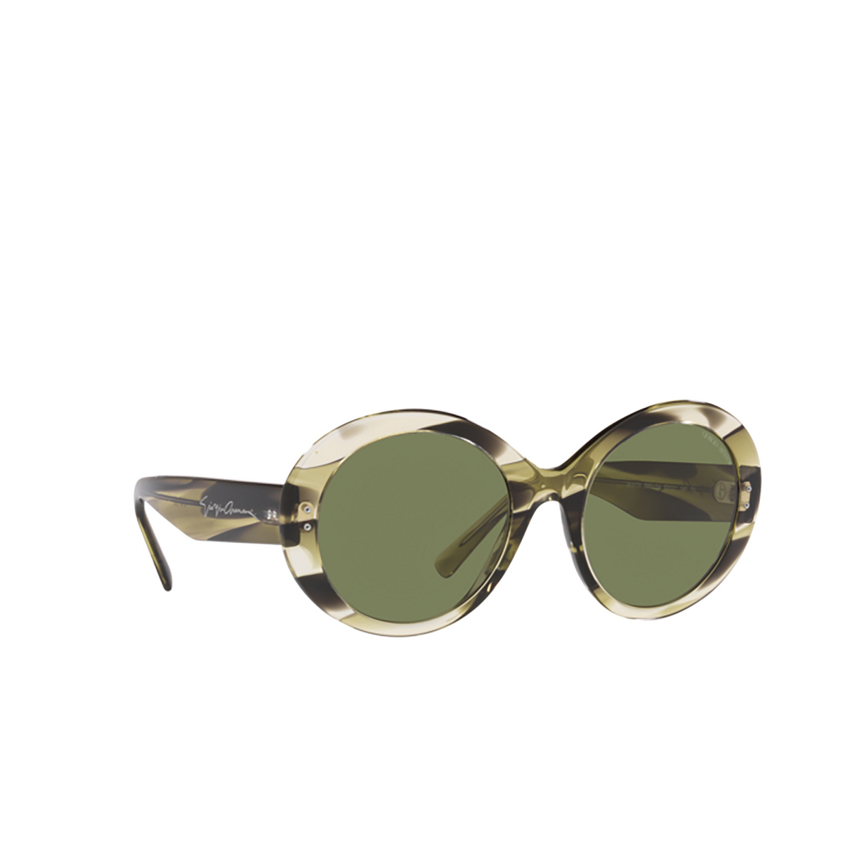 Giorgio Armani AR8174 Sunglasses 59522A Striped Green - three-quarters view