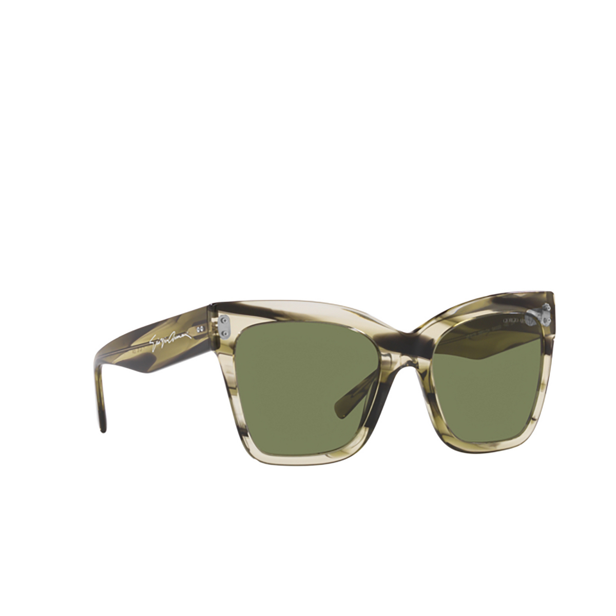 Giorgio Armani AR8175 Sunglasses 59522A Striped Green - three-quarters view