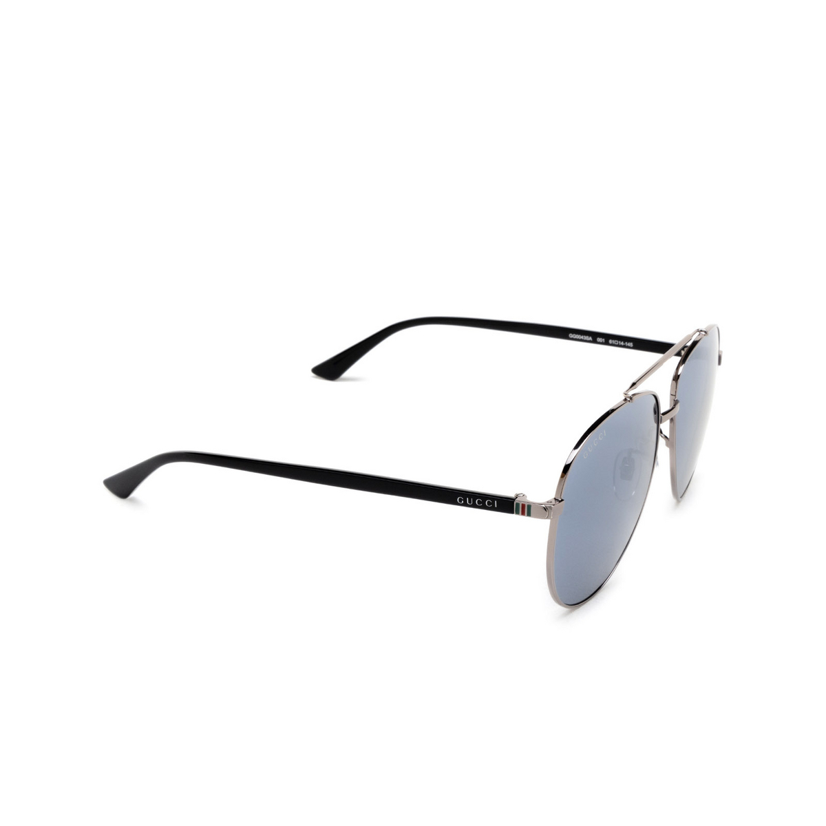 Gucci GG0043SA Sunglasses 001 Ruthenium - three-quarters view
