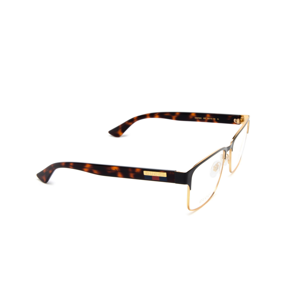 Gucci GG0750O Eyeglasses 006 Black - three-quarters view