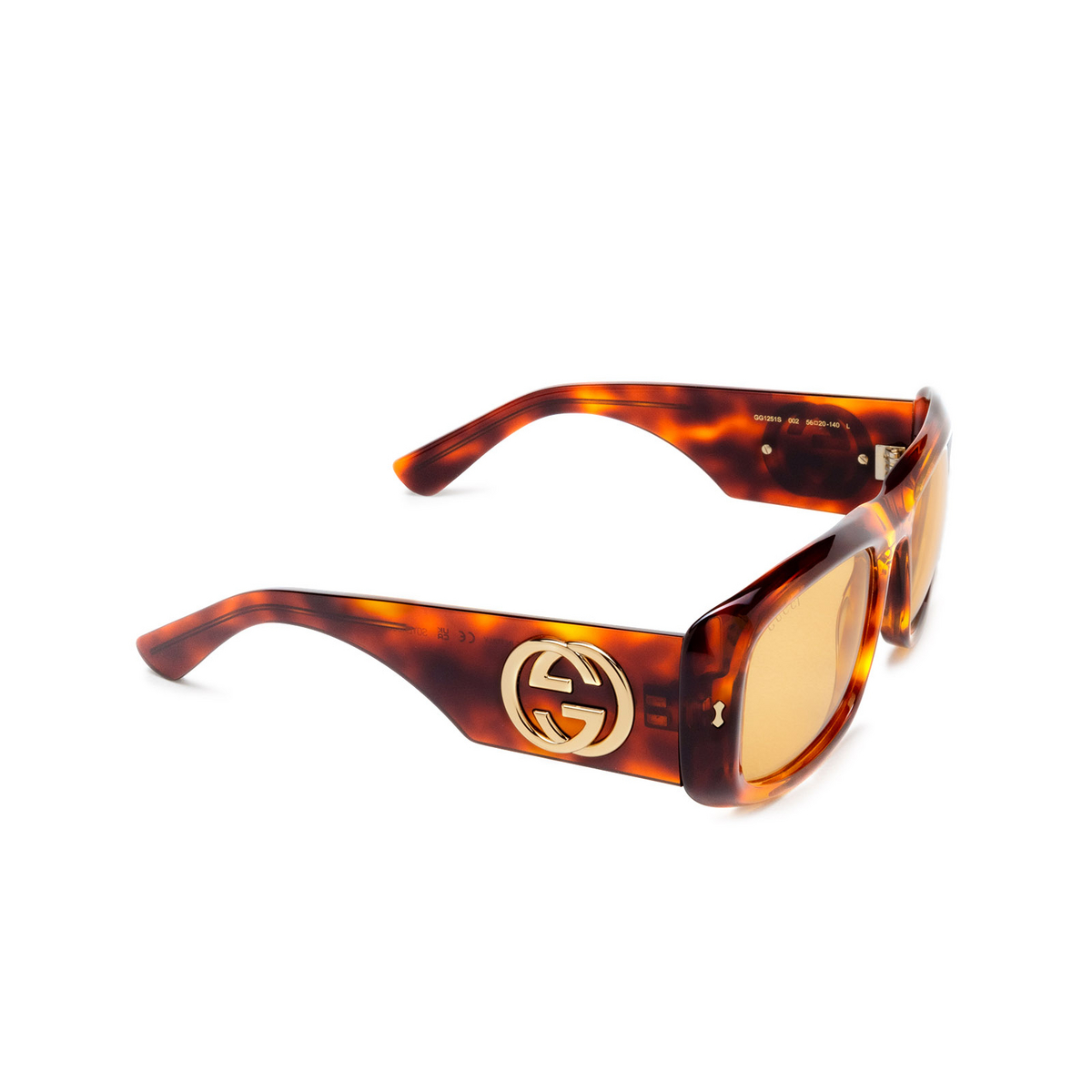 Gucci GG1251S Sunglasses 002 Havana - three-quarters view