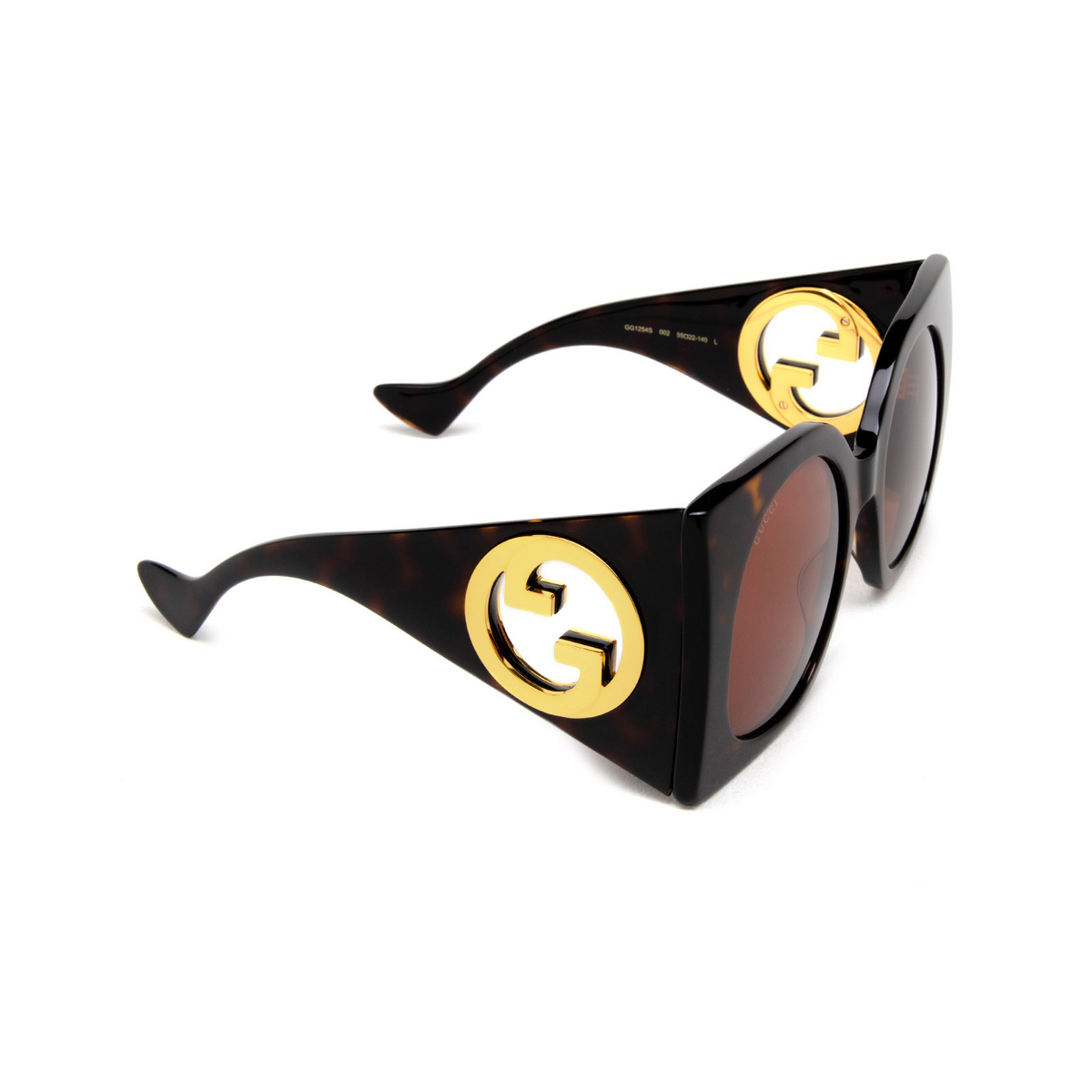 Gucci GG1254S Sunglasses 002 Havana - three-quarters view