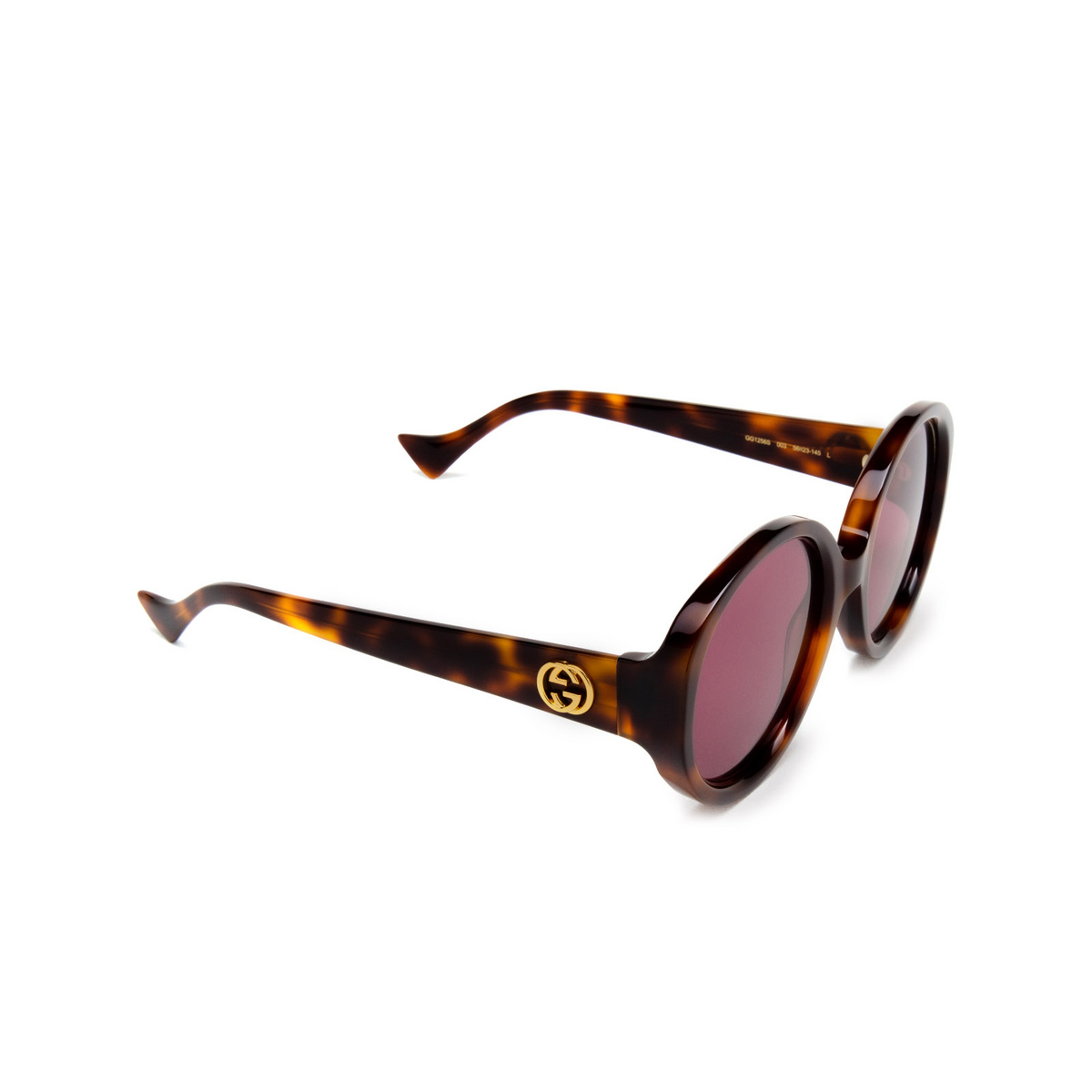 Gucci GG1256S Sunglasses 003 Havana - three-quarters view
