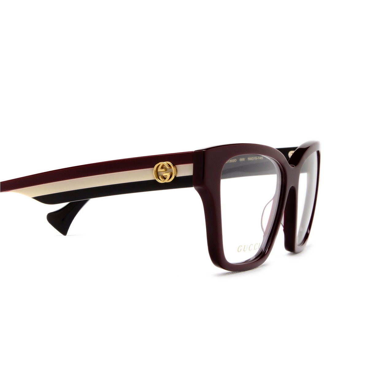 Gucci GG1302O Eyeglasses 005 Burgundy - 3/4