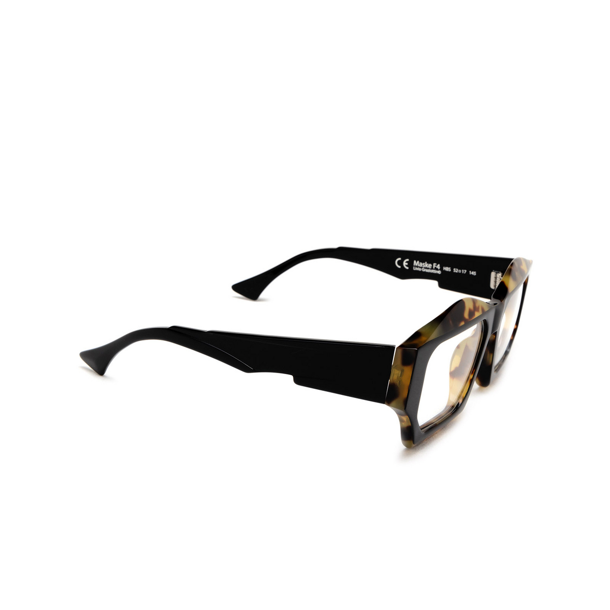 Kuboraum F4 Eyeglasses HBS Havana Black Shine - three-quarters view