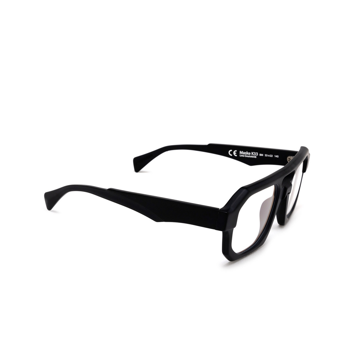 Kuboraum K33 Eyeglasses BM Black Matt - three-quarters view