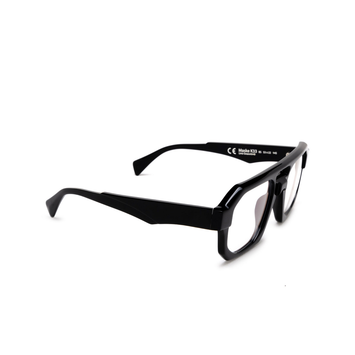 Kuboraum K33 Eyeglasses BS Black Shine - three-quarters view