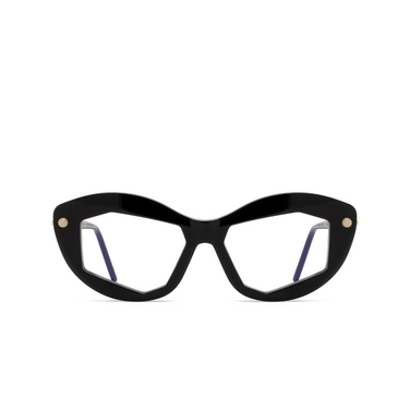 Kuboraum P16 Eyeglasses bsg black shine & green & brown - front view