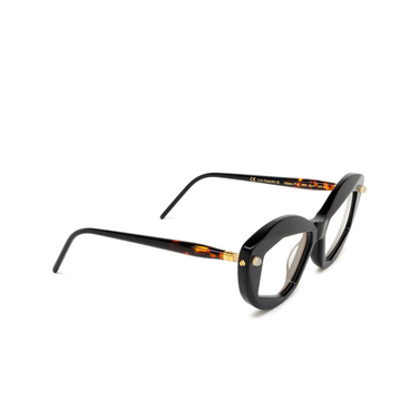 Kuboraum P16 Eyeglasses bsg black shine & green & brown - three-quarters view