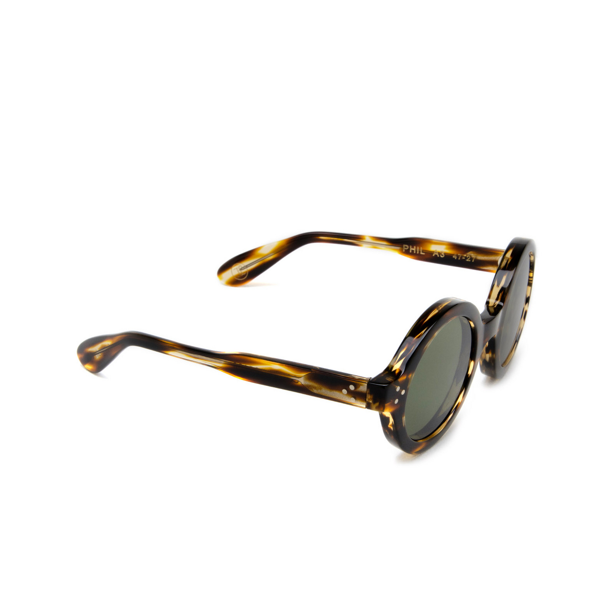 Lesca PHIL Sunglasses A3 / GREEN Light Jasper Tortoise - three-quarters view