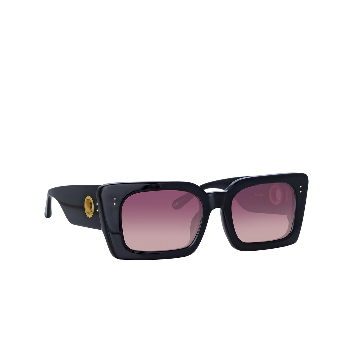 Linda Farrow NIEVE Sunglasses 5 Black / Yellow Gold - three-quarters view