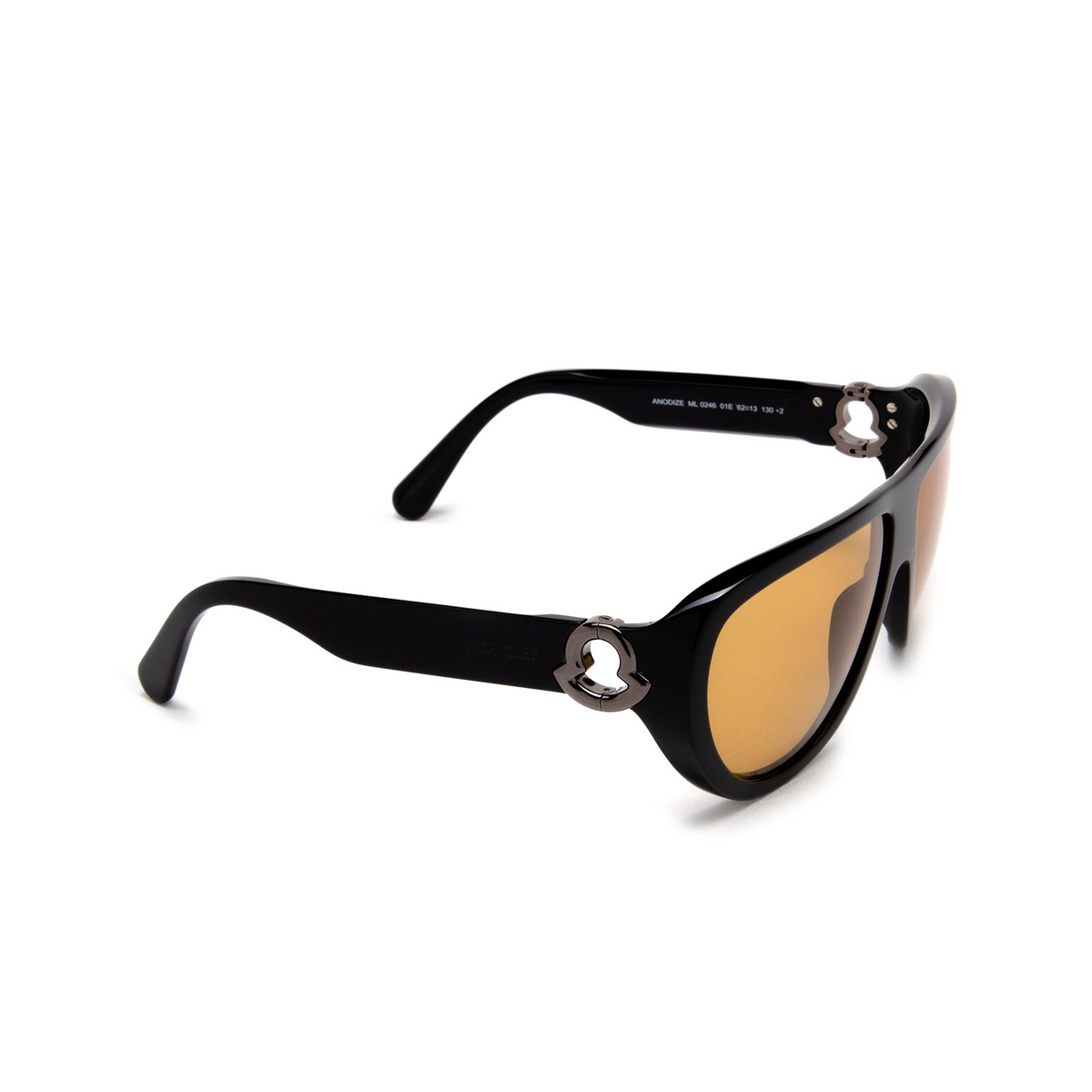 Moncler ANODIZE Sunglasses 01E Shiny Black - three-quarters view