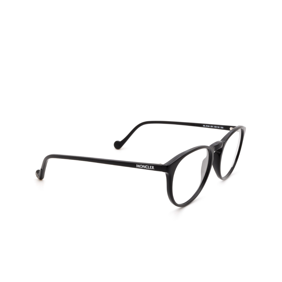 Moncler ML5104 Eyeglasses 001 Shiny Black - three-quarters view