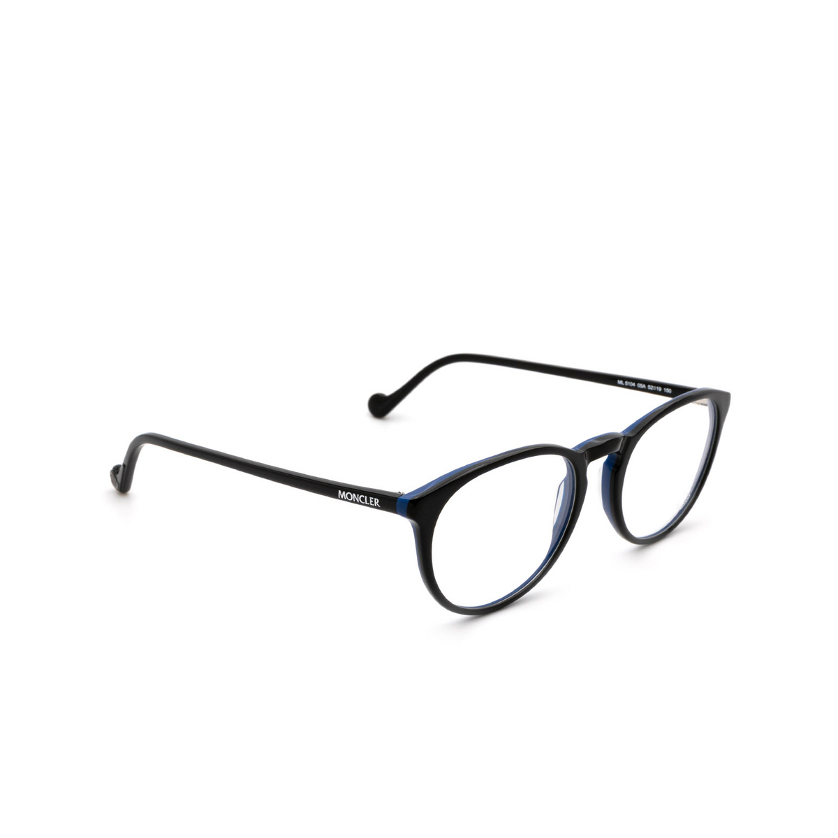 Moncler ML5104 Eyeglasses 05A Shiny Black - three-quarters view