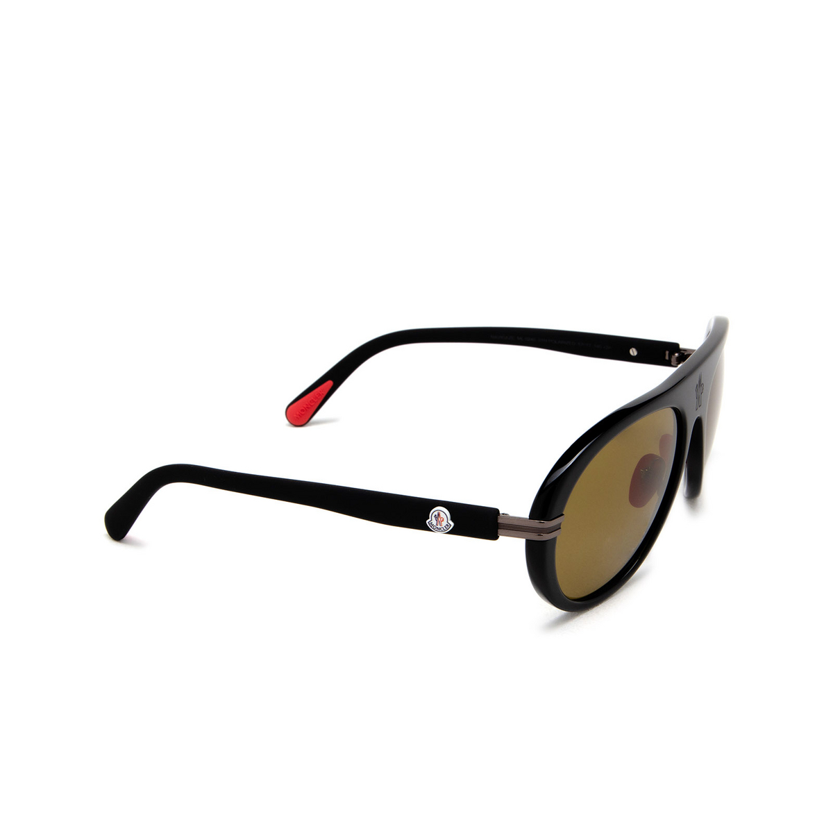 Moncler NAVIGAZE Sunglasses 01H Shiny Black - three-quarters view