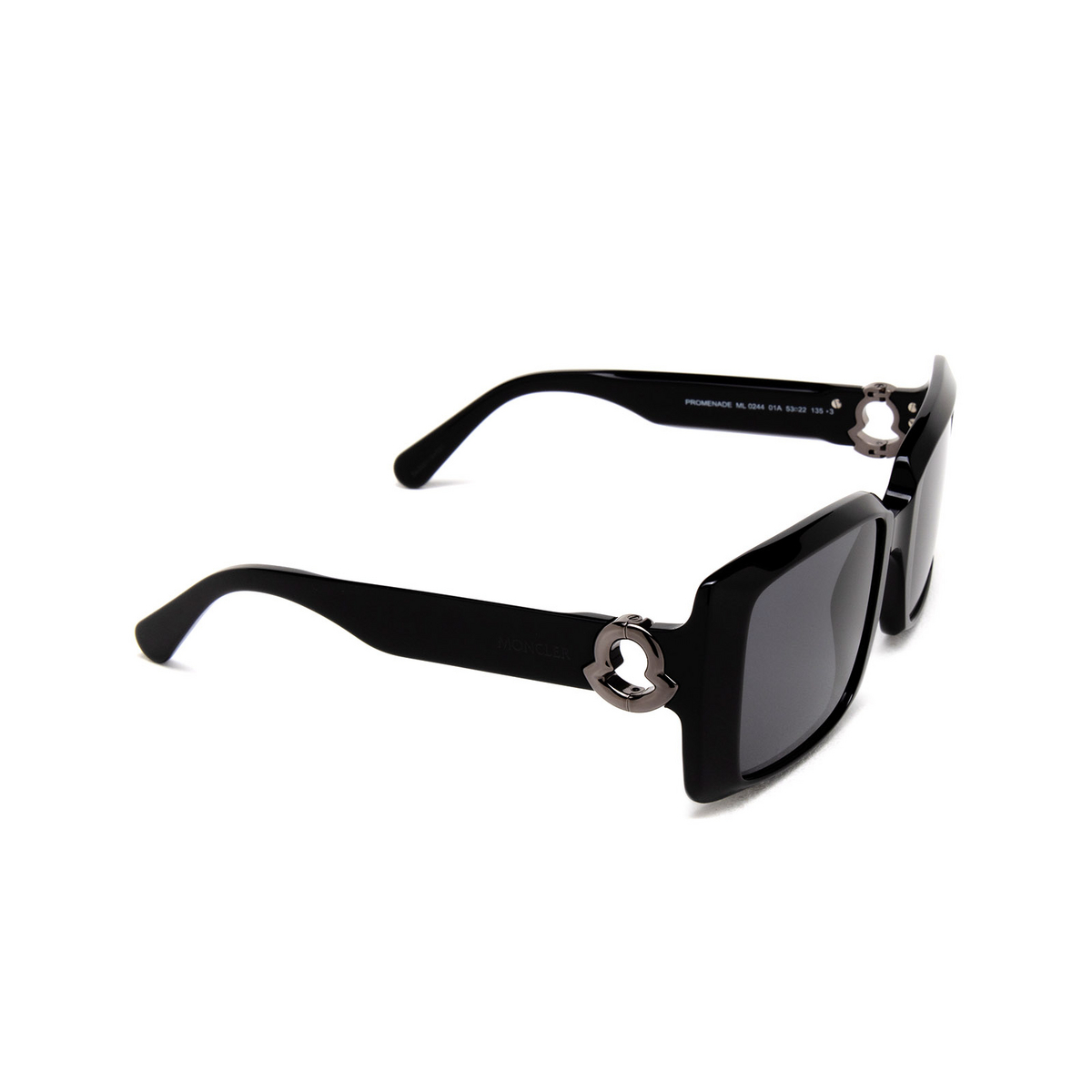 Moncler PROMENADE Sunglasses 01A Shiny Black - three-quarters view