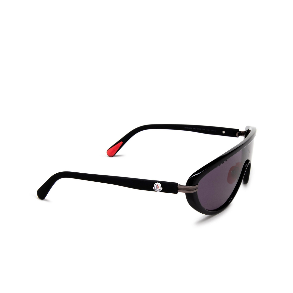 Moncler VITESSE Sunglasses 01A Shiny Black - three-quarters view