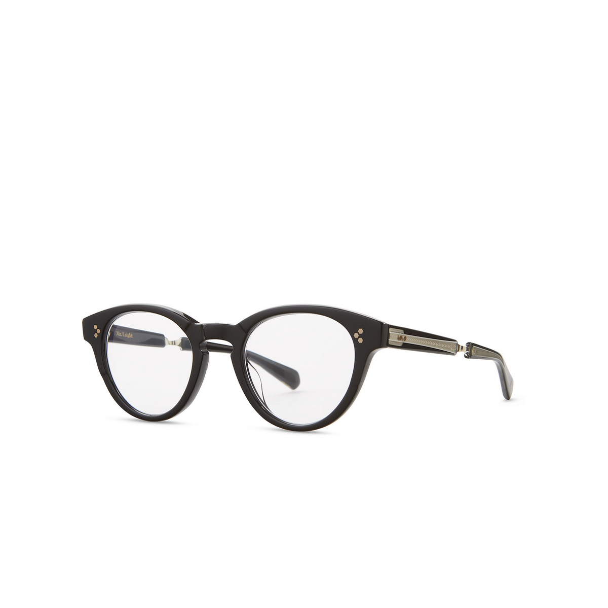 Mr. Leight AUDREY C Eyeglasses BK-12KG Black-12K White Gold - three-quarters view
