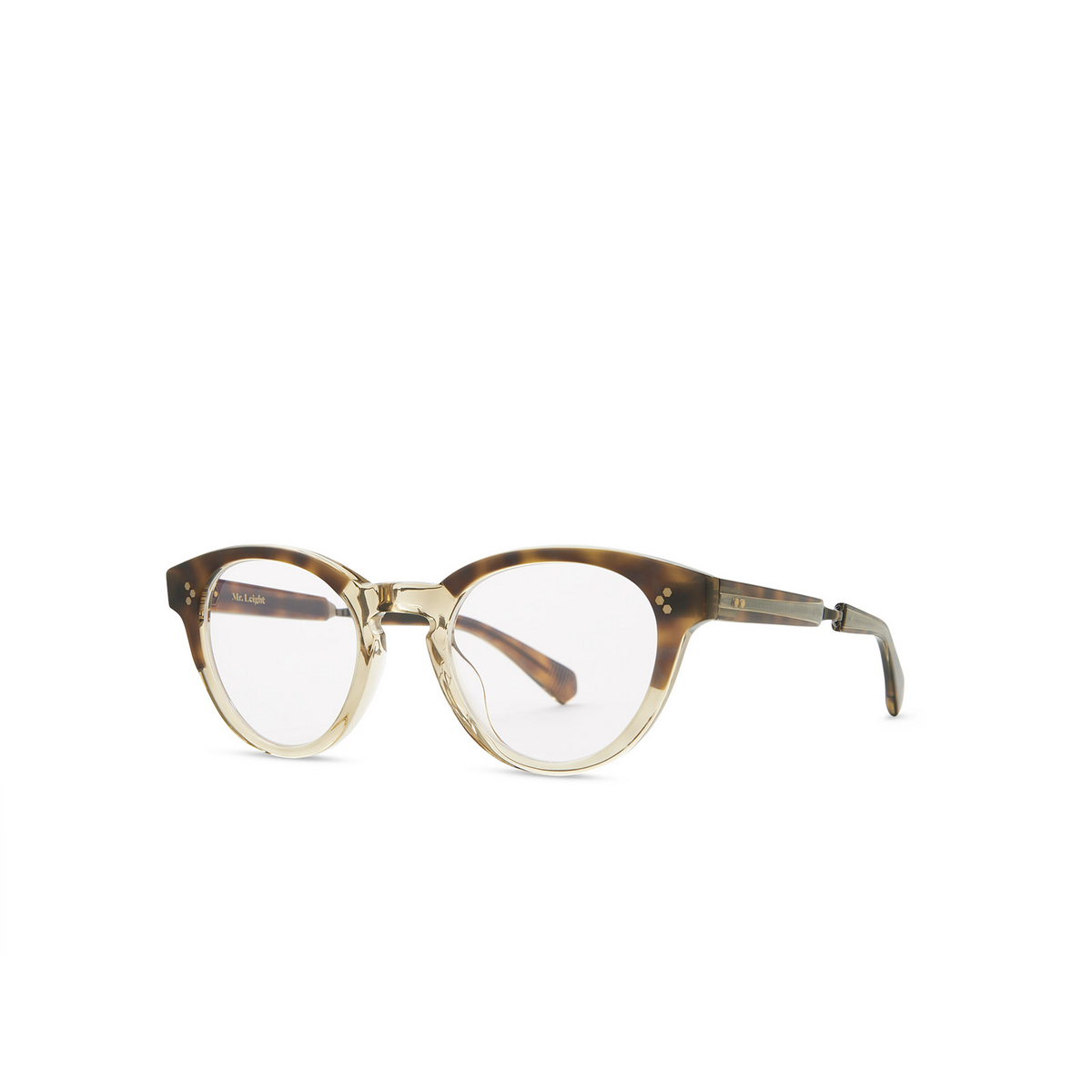 Mr. Leight AUDREY C Eyeglasses CRNSH-ATG Crown Shell-Antique Gold - three-quarters view