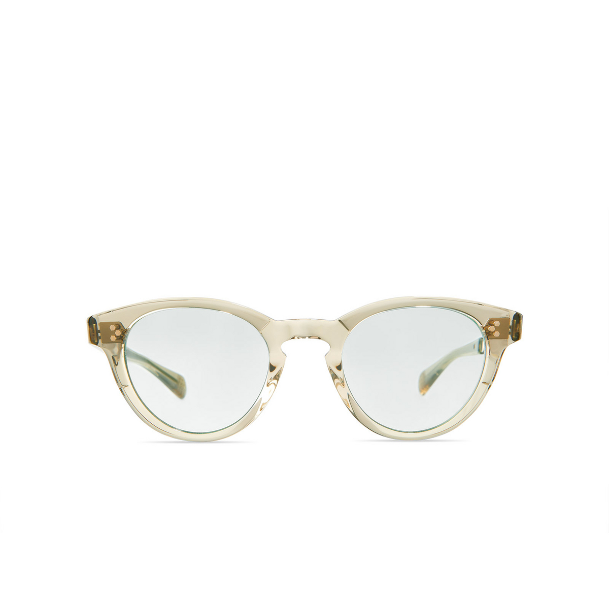 Mr. Leight AUDREY C Eyeglasses OI-12KG-DEM MNT Olivine-12K White Gold-Demo Mint - front view