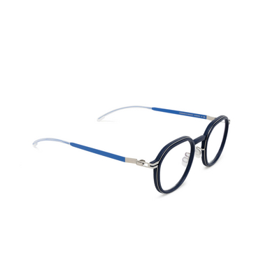 Mykita BIRCH Eyeglasses 628 mhl3-navy/shiny silver/yale bl - three-quarters view