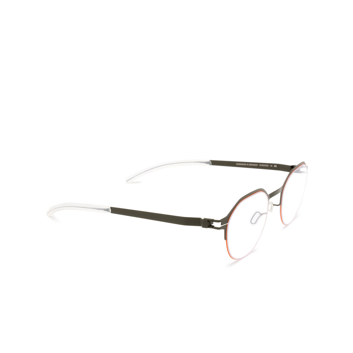 Mykita DORIAN Eyeglasses 625 Camougreen/Tangerine - three-quarters view