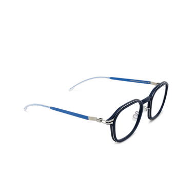 Mykita FIR Eyeglasses 628 mhl3-navy/shiny silver/yale bl - three-quarters view