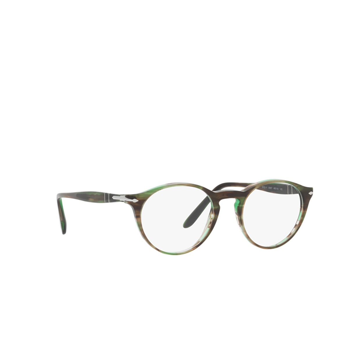 Persol PO3092V Eyeglasses 9067 Striped Green - three-quarters view
