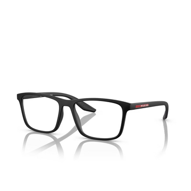 Prada Linea Rossa PS 01QV Eyeglasses DG01O1 black rubber - three-quarters view