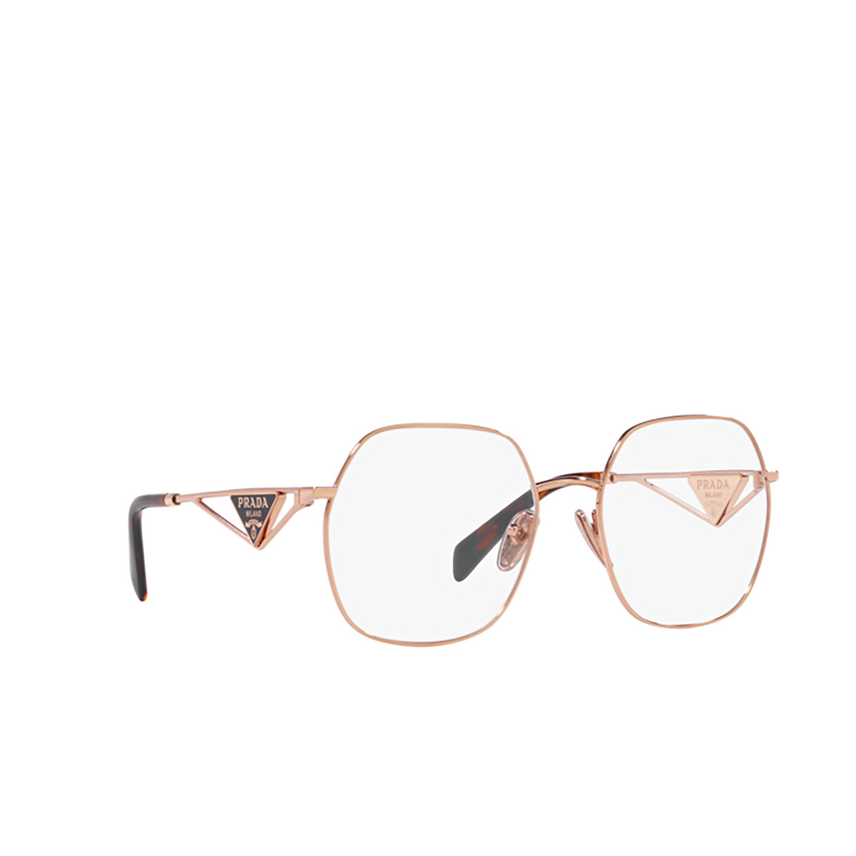 Prada PR 59ZV Eyeglasses SVF1O1 Pink Gold - three-quarters view