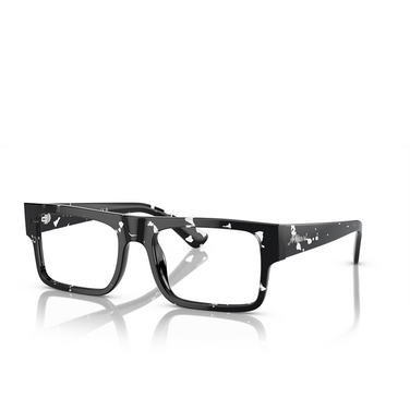 Prada PR A01V Eyeglasses 15O1O1 havana black transparent - three-quarters view
