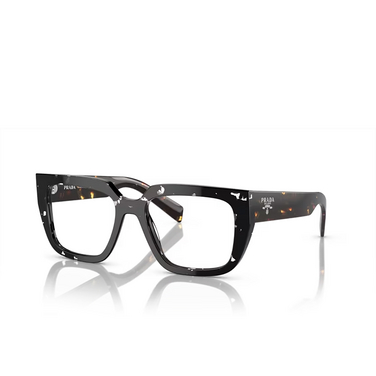 Prada PR A03V Eyeglasses 15o1o1 havana black transparent - three-quarters view