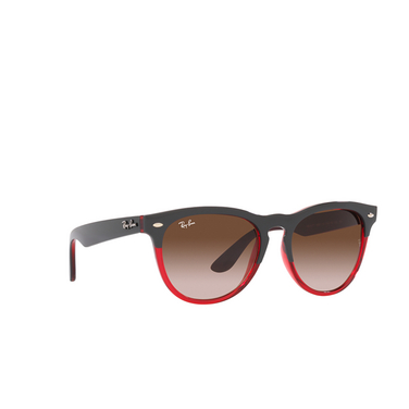 Ray-Ban IRIS Sunglasses 663113 grey on transparent red - three-quarters view