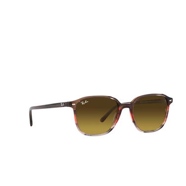 Ray-Ban LEONARD Sunglasses 138085 striped brown & red - three-quarters view