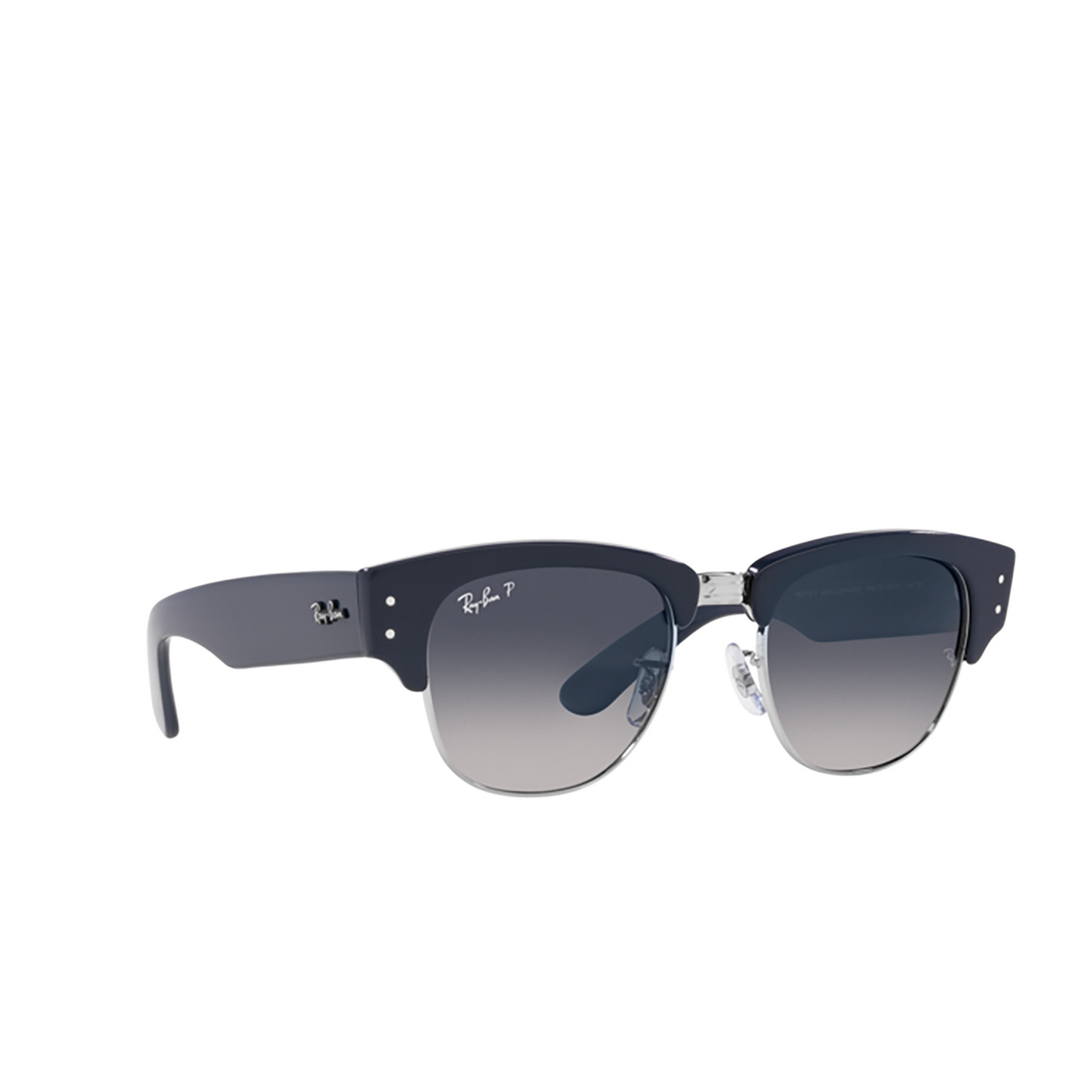 Ray-Ban MEGA CLUBMASTER Sunglasses 136678 Blue On Silver - three-quarters view