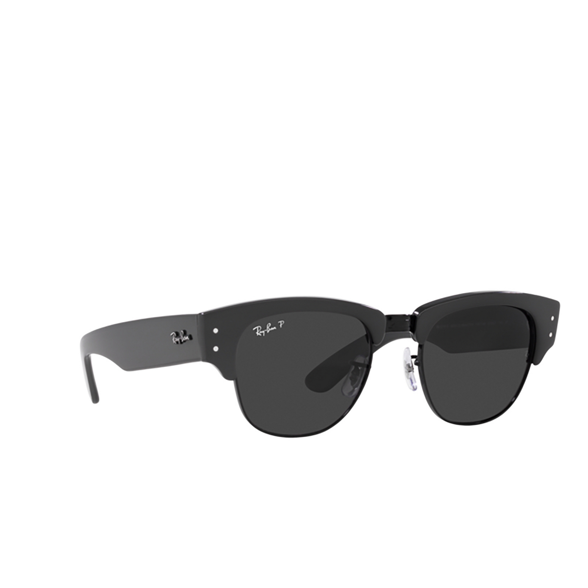 Ray-Ban MEGA CLUBMASTER Sunglasses 136748 Grey On Black - three-quarters view