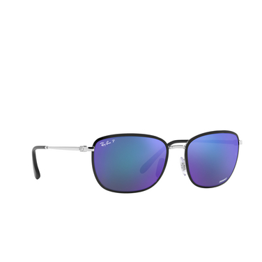 Lunettes de soleil Ray-Ban RB3705 91444l black on silver - Vue trois quarts