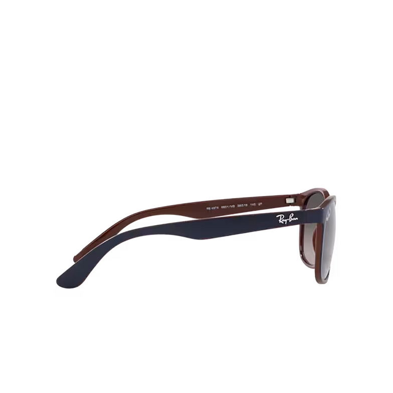 Ray-Ban RB4374 Sunglasses 6601M3 blue on brown - 3/4