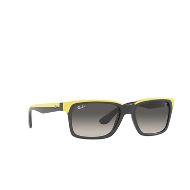 Ray-Ban RB4393M Sunglasses F62411 grey on yellow - three-quarters view