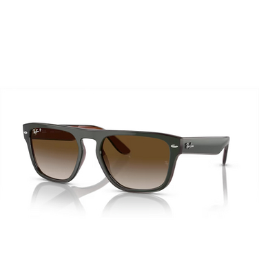 Ray-Ban RB4407 Sunglasses 6732T5 green & dark grey & transparent brown - three-quarters view