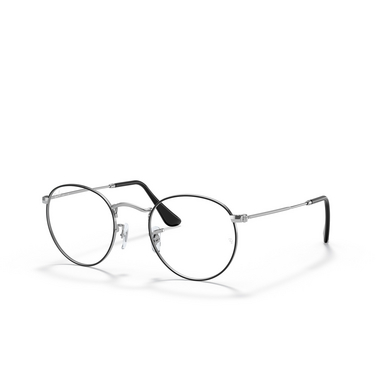 Ray-Ban ROUND METAL Eyeglasses 2861 black on silver - three-quarters view