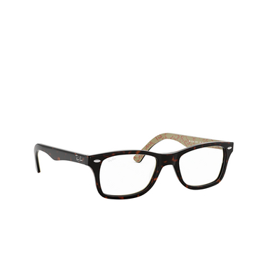 Lunettes de vue Ray-Ban RX5228 5057 dark havana on beige texture - Vue trois quarts