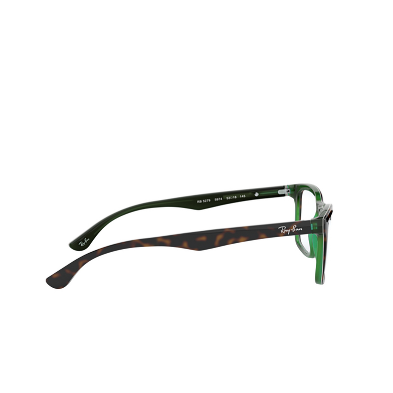 Gafas graduadas Ray-Ban RX5279 5974 havana on transparent green - 3/4
