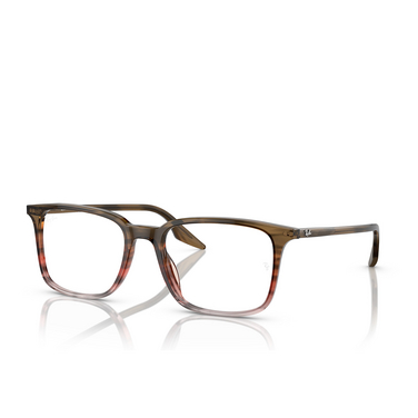 Lunettes de vue Ray-Ban RX5421 8251 striped brown & red - Vue trois quarts