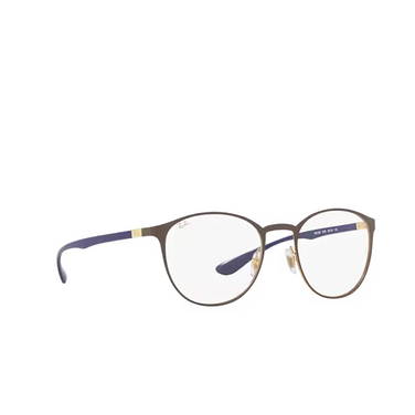 Ray-Ban RX6355 Eyeglasses 3159 brown on gold - three-quarters view