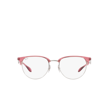 Ray-Ban RX6396 Eyeglasses 3131 transparent red on silver - front view
