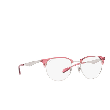 Ray-Ban RX6396 Eyeglasses 3131 transparent red on silver - three-quarters view