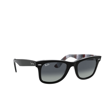 Ray-Ban WAYFARER Sunglasses 13183A black on chevron grey / burgundy - three-quarters view